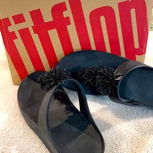 Fitflop fino bead pompom : black: size 8